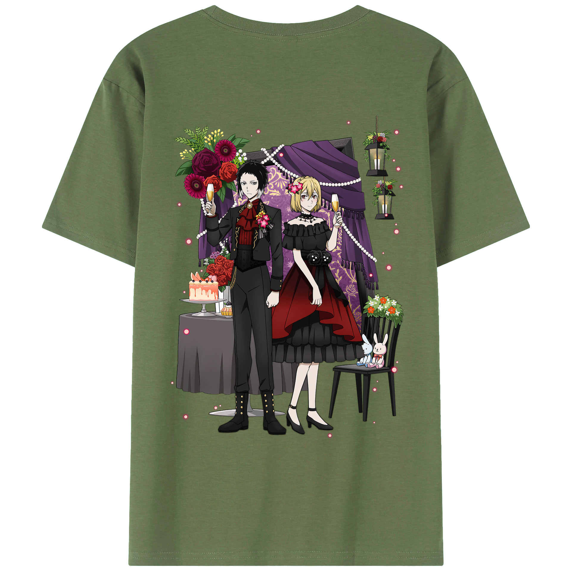（画像用） 文豪ストレイドッグス Bungo Stray Dogs 綿100％ メンズ半袖Tシャツ（バックプリント） 通気性